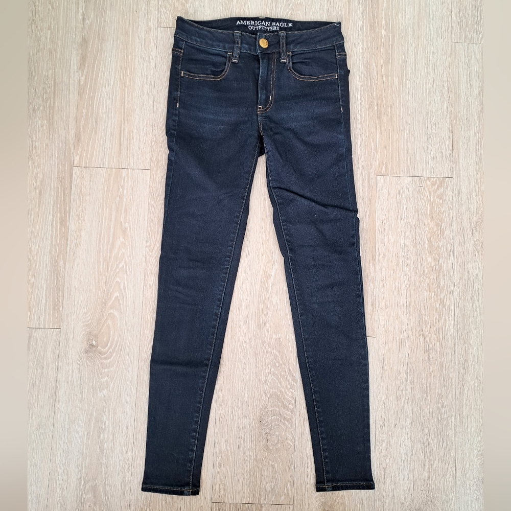 American Eagle Outfitters Women's Dark Blue Jegging-Style Jeans Sz 2